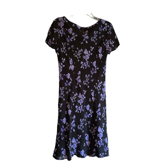 Vintage 90s Jones Wear Dress Black/Purple Floral Dress Sz 12 Romantic Goth EUC - Picture 7 of 8